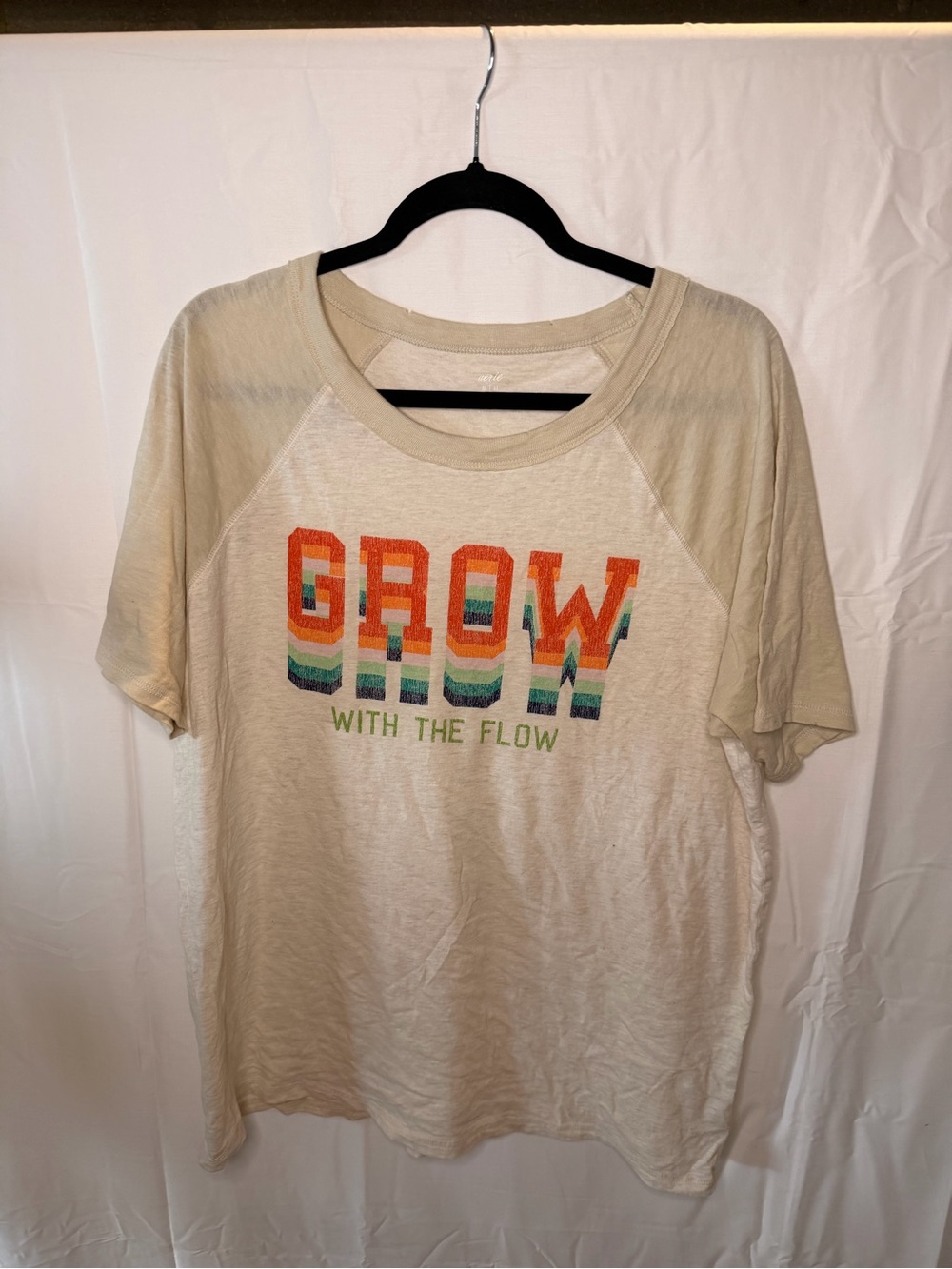 aerie Cream 'GROW' Graphic Short Sleeve Tee